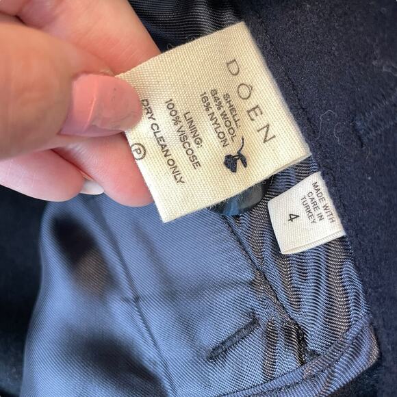 NWT Doen Glenne Wool Blend Button Detail High Rise Wide Leg Pants Deep Navy Sz 4 - Picture 8 of 10